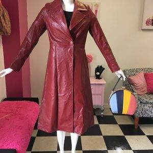 ***SOLDLadies leather swing coat
